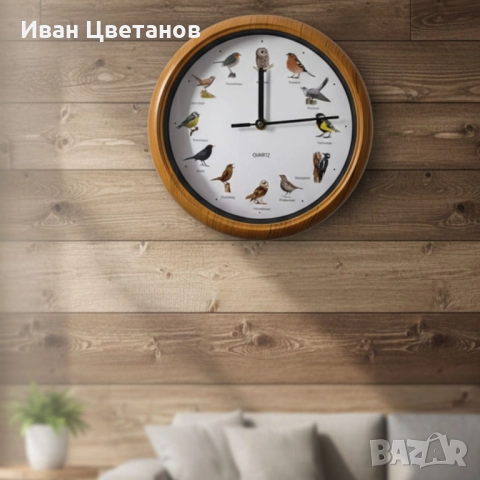 Стенен часовник с автентични птичи песни – природа във всеки час