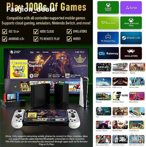 Нов Мобилен Гейм Контролер 2023 За игри iPhone и Android Bluetooth, снимка 8 - Друга електроника - 42716699