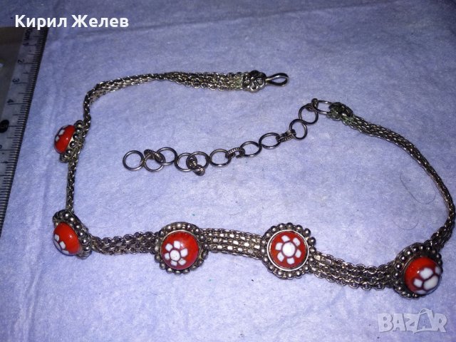 СТАРО РЕТРО ГОТИК АРТ КОЛИЕ ЧОКЪР посребрена благородна стомана с ВЕНЕЦИАНСКО СТЪКЛО МУРАНО 57391, снимка 2 - Антикварни и старинни предмети - 41751670