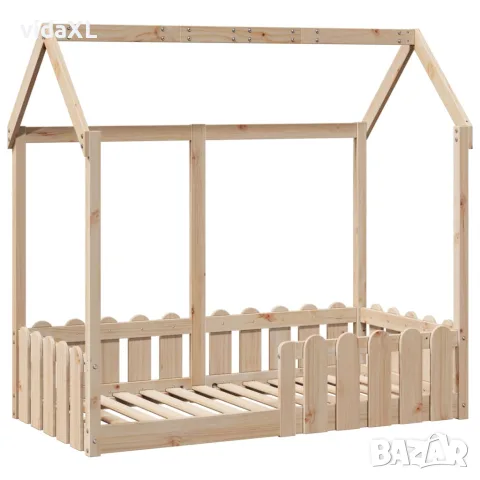 vidaXL Рамка за детско легло къща, 70x140 см, масивна борова дървесина, снимка 3 - Спални и легла - 56148216