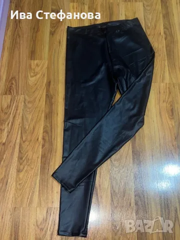 Нов кожен  висока талия тъмно кафяв  панталон тип клин