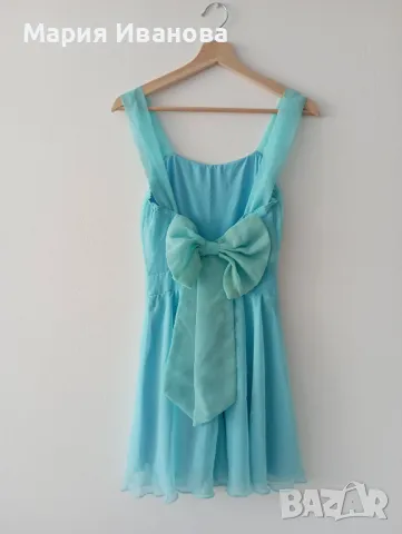 Лятна синя къса рокля, официална, за бал 