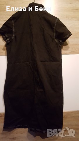 Черна макси рокля тип риза, с джобчета ХЛ, снимка 3 - Рокли - 35881404