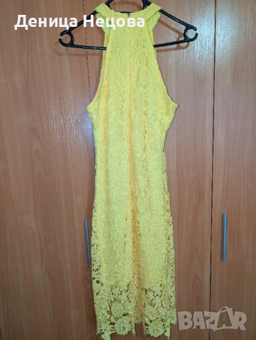 Жълта рокля с дантела, официална рокля, снимка 2 - Рокли - 52704533