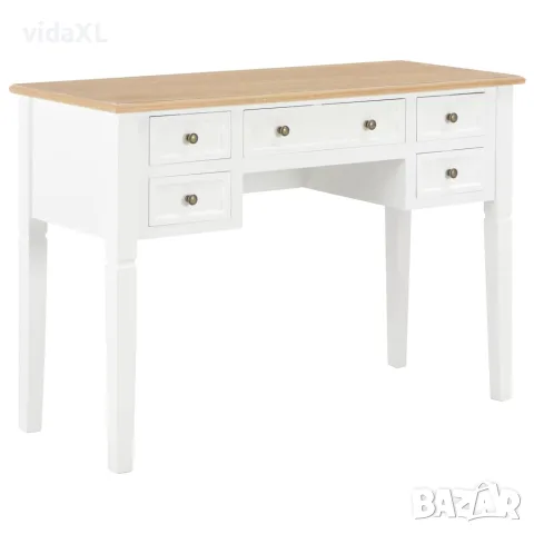 vidaXL Писалище, бяло, 109,5x45x77,5 см, дърво