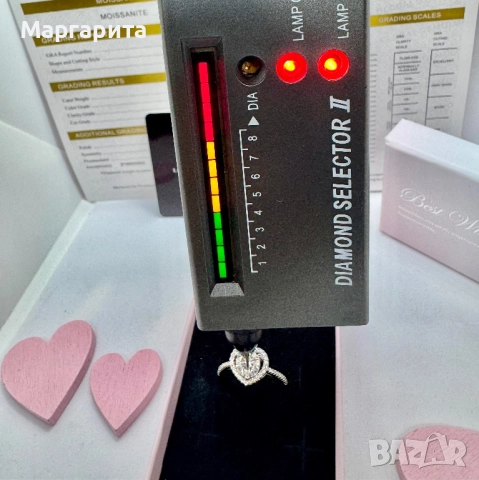 Сребърен пръстен с мойсанит (диамант) 1 карат, снимка 8 - Пръстени - 51949669