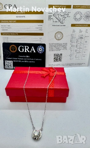 Сребърно колие с мойсанит (Диамант) 1 карат, снимка 9 - Колиета, медальони, синджири - 53664061