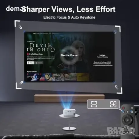 Преносим смарт проектор Visulapex с Wi‑Fi 6, Bluetooth 5.2 и Android 11, снимка 4 - Плейъри, домашно кино, прожектори - 55827419