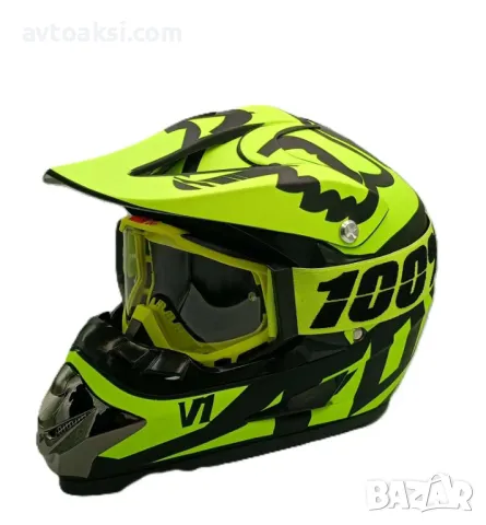 Каска Крос/Атв/Мотор FOX с Очила 100%-1046