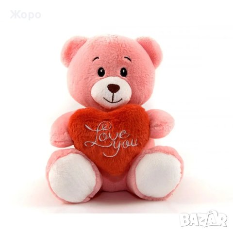 Плюшена играчка - Мече със сърце, розово или червено, 23см, снимка 2 - Плюшени играчки - 44157426