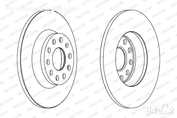 ДИСК СПИРАЧЕН ЗАДЕН,FERODO,DDF1306C. AUDI A3, Q3; SEAT ALHAMBRA, ALTEA, ALTEA XL, LEON, , снимка 2 - Аксесоари и консумативи - 36031963