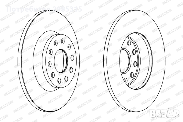 ДИСК СПИРАЧЕН ЗАДЕН,FERODO,DDF1306C. AUDI A3, Q3; SEAT ALHAMBRA, ALTEA, ALTEA XL, LEON, , снимка 2 - Аксесоари и консумативи - 36031963