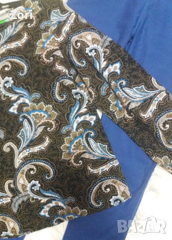 СТРАХОТНА риза/блуза в синьо-кафяв пейсли принт, снимка 9 - Ризи - 44649359