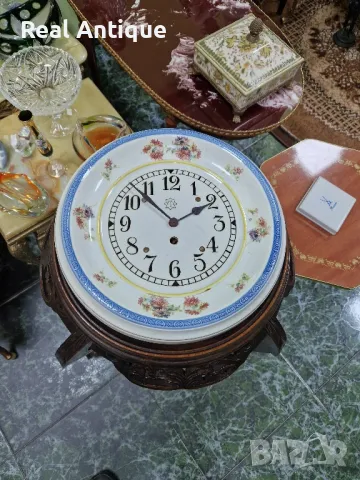 Прекрасен рядък антикварен порцеланов часовник Junghans , снимка 1