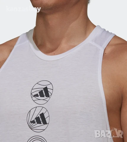 Adidas Run Logo Tank Top - страхотен мъжки потник КАТО НОВ 2ХЛ, снимка 2 - Тениски - 51408082