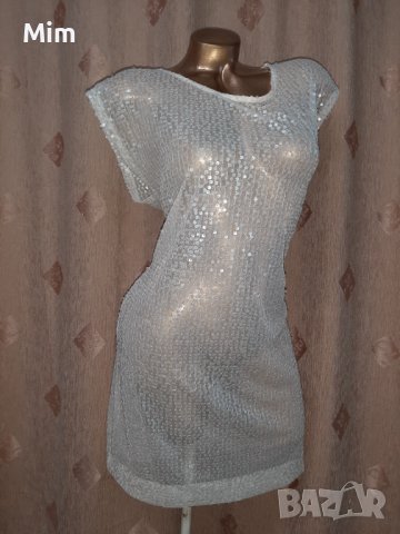 LC   L/XL Бяла прозрачна рокля с пайети 