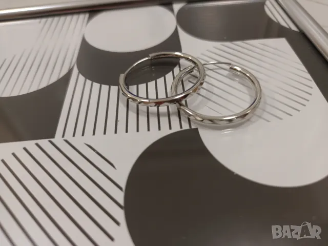 Сребърни обеци, кръгли обеци 4см, снимка 4 - Обеци - 50031579