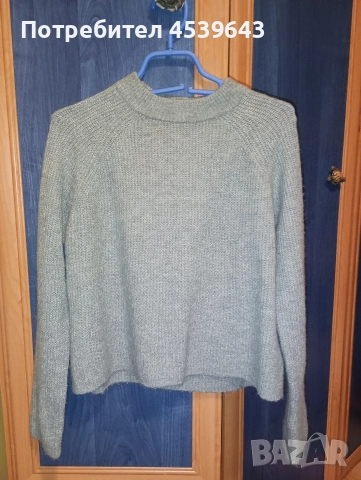 Дамски пуловер в светлозелено цвят размер S