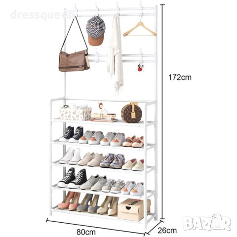 4077 Стилаж за обувки с 5 рафта и закачалки, снимка 6 - Други стоки за дома - 42143388