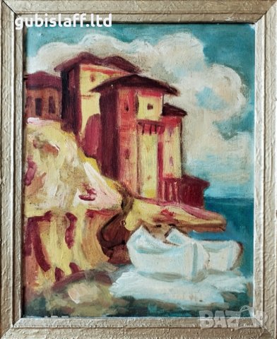 Картина, къщи, море, Созопол, Борис Краев, 1970-те год.