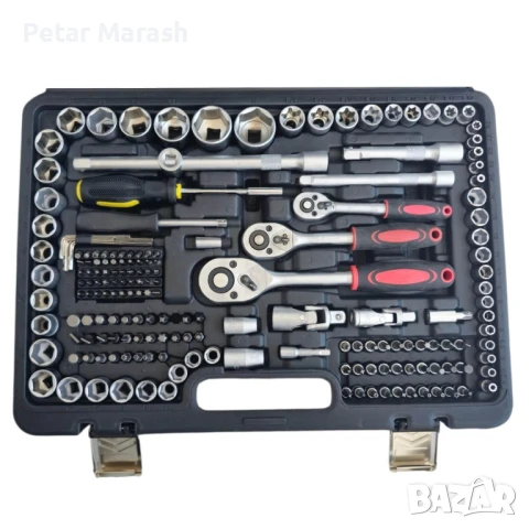 Гедоре KraftWorld 216 части 1/4″ 3/8″ 1/2″ CR-V – пълен комплект за професионалисти, снимка 4 - Куфари с инструменти - 50681229