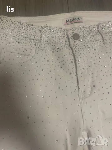 Бели дънки с камъчета, снимка 3 - Дънки - 47315689