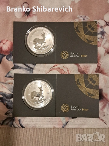 Сребърна монета Кругерранд 2017г., proof, 15 K тираж., снимка 2 - Нумизматика и бонистика - 53641317
