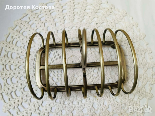 Красива посребрена поставка за 6 филийки от Англия, снимка 5 - Антикварни и старинни предмети - 53291174