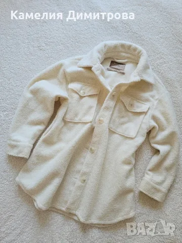 Бяло oversize палто с пухкава текстура 🤍