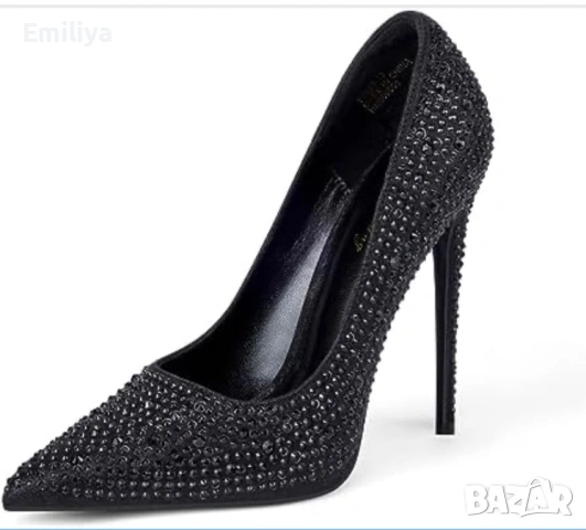 Черни токчета с камъни