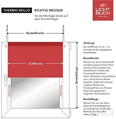 Термична ролетна щора Lichtblick без пробиване, Klemmfix, снимка 5 - Щори - 40199910