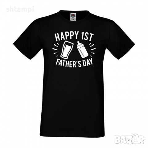 Мъжка тениска Happy 1st Father's Day Баща, Дядо,Празник,Татко,Изненада,Повод,Рожден ден, Имен Ден,, снимка 2 - Тениски - 36504376