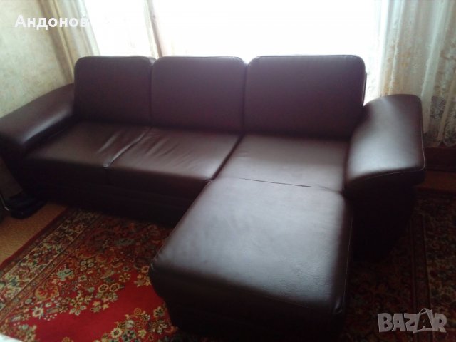 Ъглов кожен диван , снимка 2 - Дивани и мека мебел - 34202858