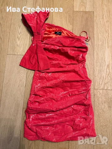 Елегантна парти коктейлна малинова червена официална къса рокля , снимка 2 - Рокли - 52772628