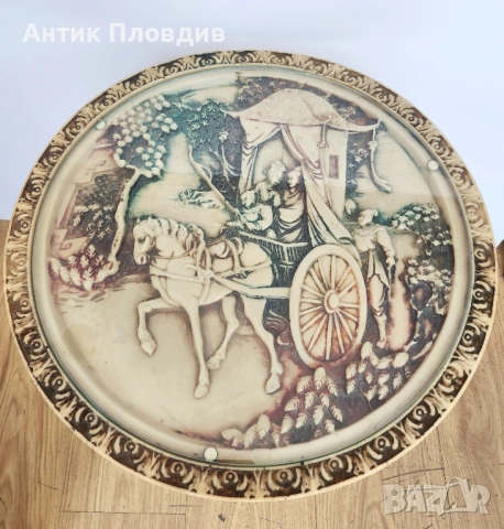 Кръгла декоративна масичка с релефен плот, снимка 3 - Маси - 51655824