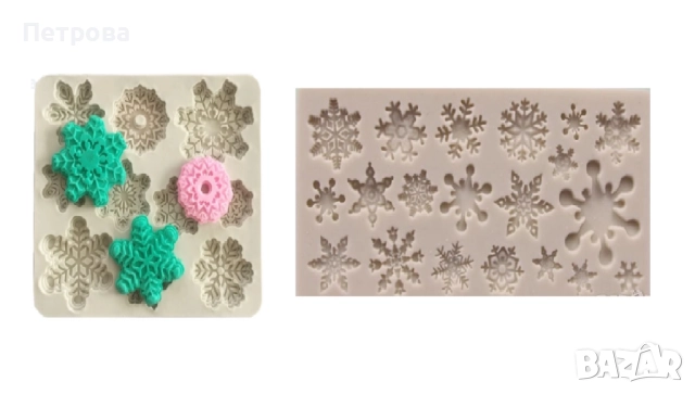 Силиконов молд – снежинки – 2 модела