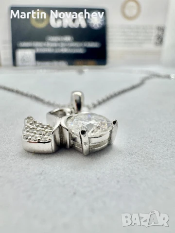 Сребърно колие с мойсанит (Диамант) 1 карат, снимка 12 - Колиета, медальони, синджири - 51370958