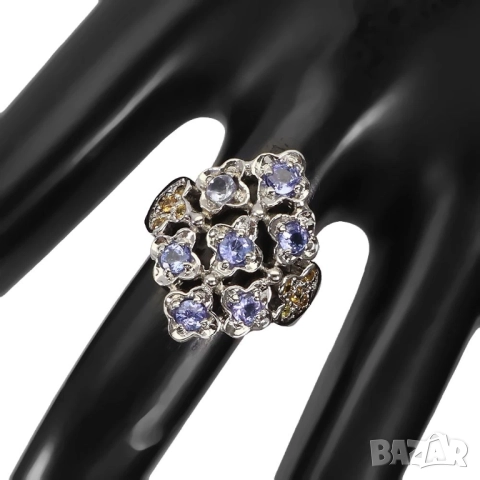 925 сребърени пръстени с родолит гранат, огнен опал, сапфир, танзанит смарагд , снимка 8 - Пръстени - 51755813