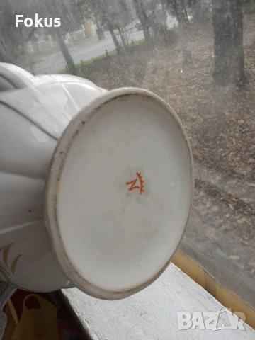 Уникат Огромен порцеланов ибрик кана - лебед, снимка 6 - Антикварни и старинни предмети - 53444727