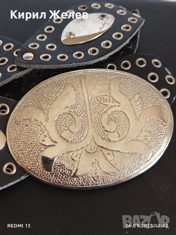 Кожен колан с капси и красива катарама тока 31156, снимка 2 - Колани - 51845515