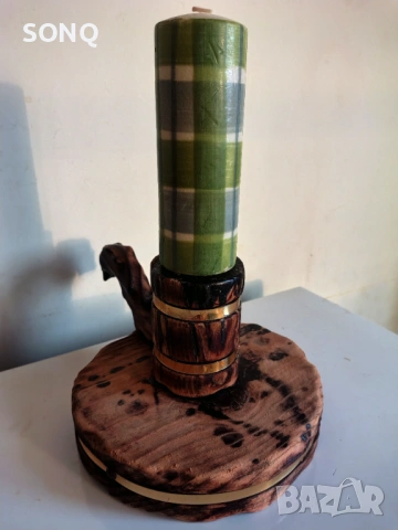 Интересен Много Стар Дървен Свещник, снимка 4 - Антикварни и старинни предмети - 53137145