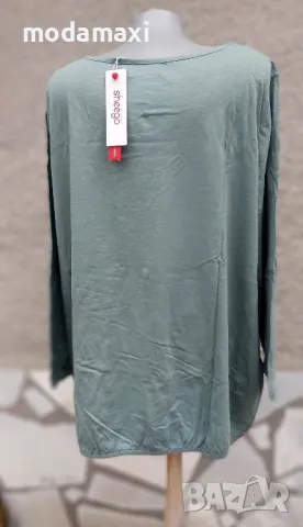3XL и 5XL Нови блузи Sheego в млечно зелено, снимка 6 - Туники - 49456201
