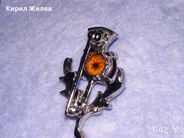 НЕЖНА ФЛОРАЛНА РЕТРО АРТ СКЪПОЦЕННА СРЕБРИСТА БРОШКА БЛАГОРОДНА СТОМАНА с ФАСЕТИРАН ТОПАЗ 38631, снимка 4 - Други - 41622930