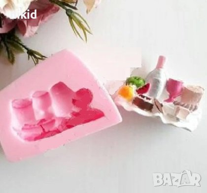 бутилка чаша храна силиконов молд форма фондан гипс декор
