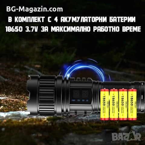 Мощен ръчен фенер прожектор LED лазерен диод презареждащ се USB Power Bank за лов риболов къмпинг, снимка 5 - Къмпинг осветление - 51017212