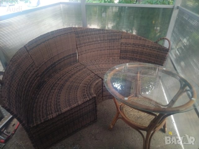 Комплект градински мебели от изкуствен  ратан - Маса и канапе Размери на канапето Широчина 185см Вис, снимка 2 - Градински мебели, декорация  - 51841133