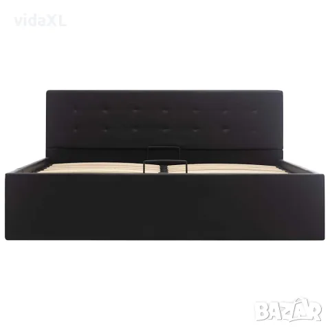 vidaXL Легло с повдигащ механизъм, черно, изкуствена кожа, 160x200 cм, снимка 4 - Спални и легла - 56146483