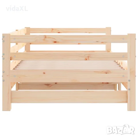 vidaXL Разтегателно дневно легло, борово дърво масив, 90x200 см, снимка 7 - Спални и легла - 56147812