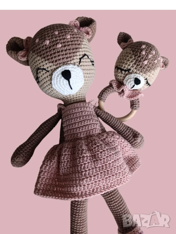 Плетени еленчета,  зайчета, комплект с музикална въртележка , снимка 2 - Плюшени играчки - 38314495