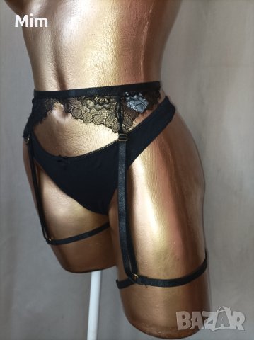 Черен  ластичен,дантелен колан / харнес /с чокър за бедрата / жартиери/, снимка 5 - Бельо - 41800217